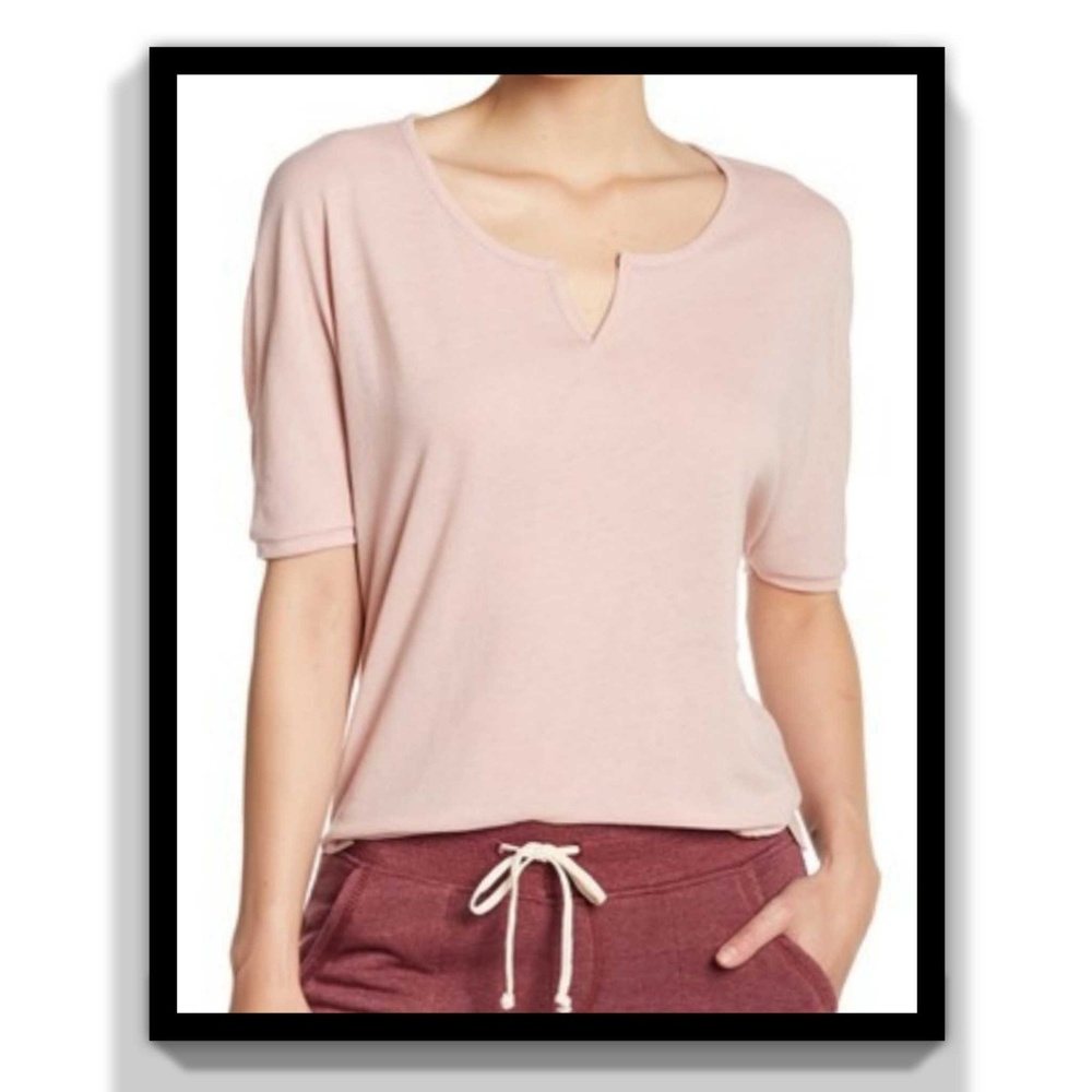 Alternative Split Collar Knit Tee Rose Pink Size M